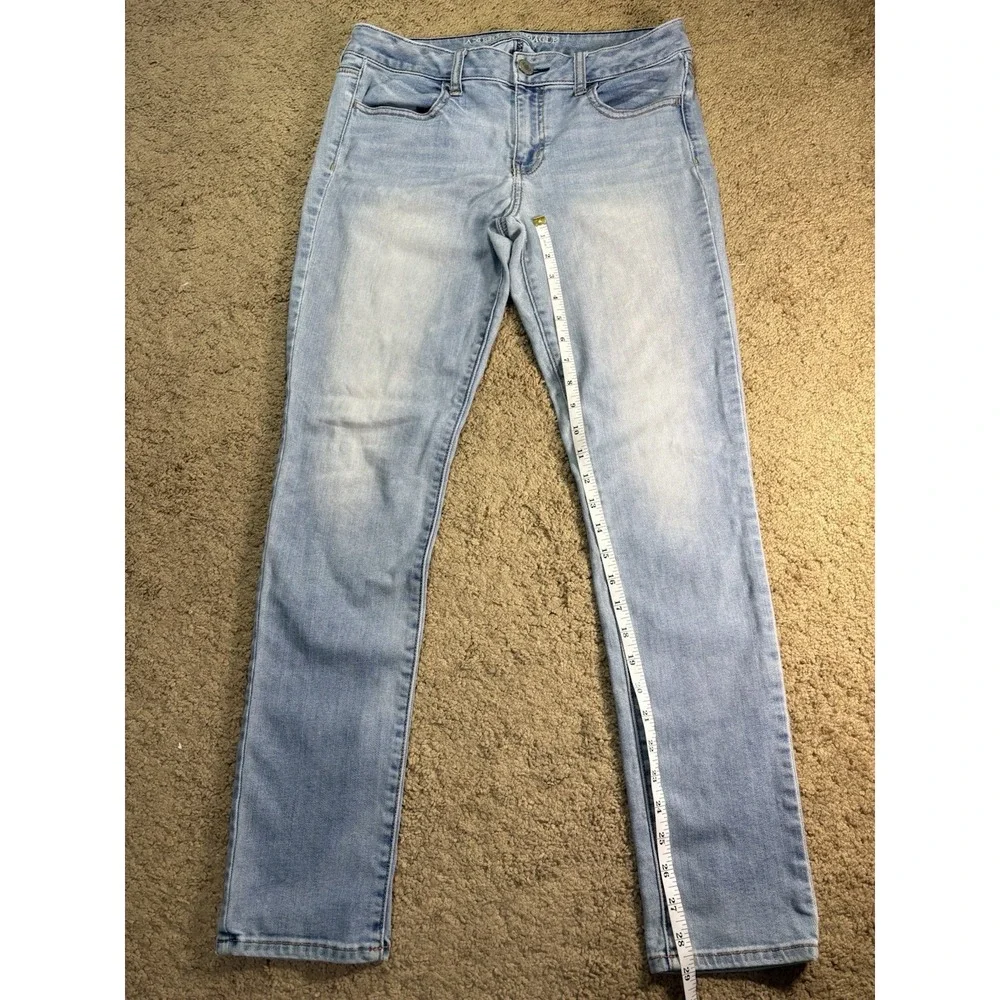 American Eagle Jegging Jeans Women 10 Light Blue Mid Rise Preppy - Picture 7 of 9